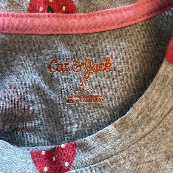 Cat & Jack 2T Strawberry Shirt and Gingham Shorts - Picture 3 of 7